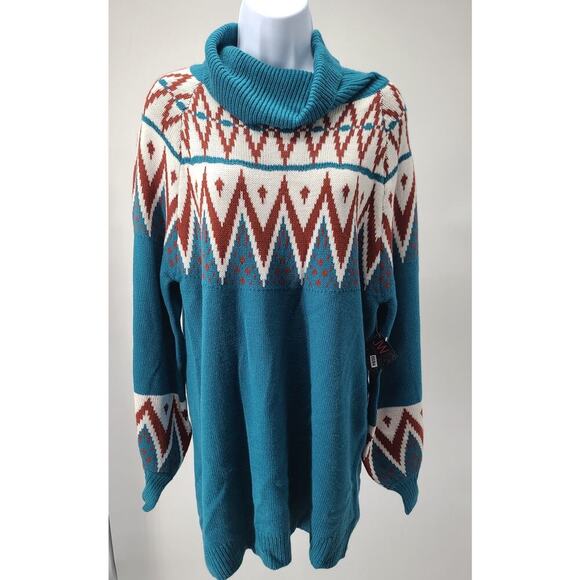 JW Vintage Fair Isle Nordic wool blend Tunic style sweater Size Large NWT - Picture 1 of 5